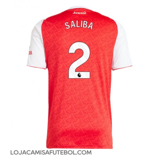 Camisa de Futebol Arsenal William Saliba #2 Equipamento Principal 2025-26 Manga Curta